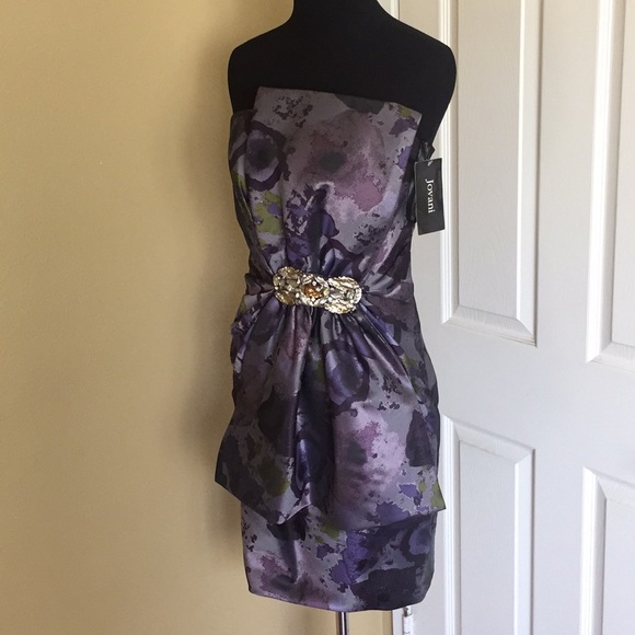 Jovani Floral Print Evening Cocktail Dress - Picture 4 of 16